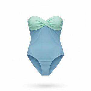 True Craft One Piece Bandeau Blue and Seafoam Bathing Suit Size S